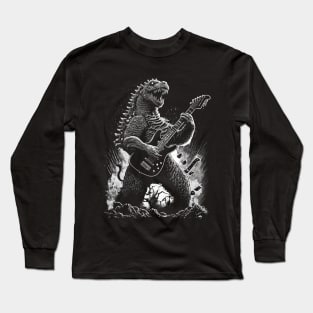 Godzilla Playing a Guitar Long Sleeve T-Shirt